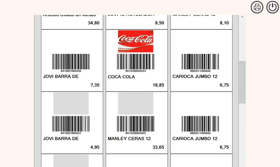 Impresión de etiquetas en TIENDA Serie 6